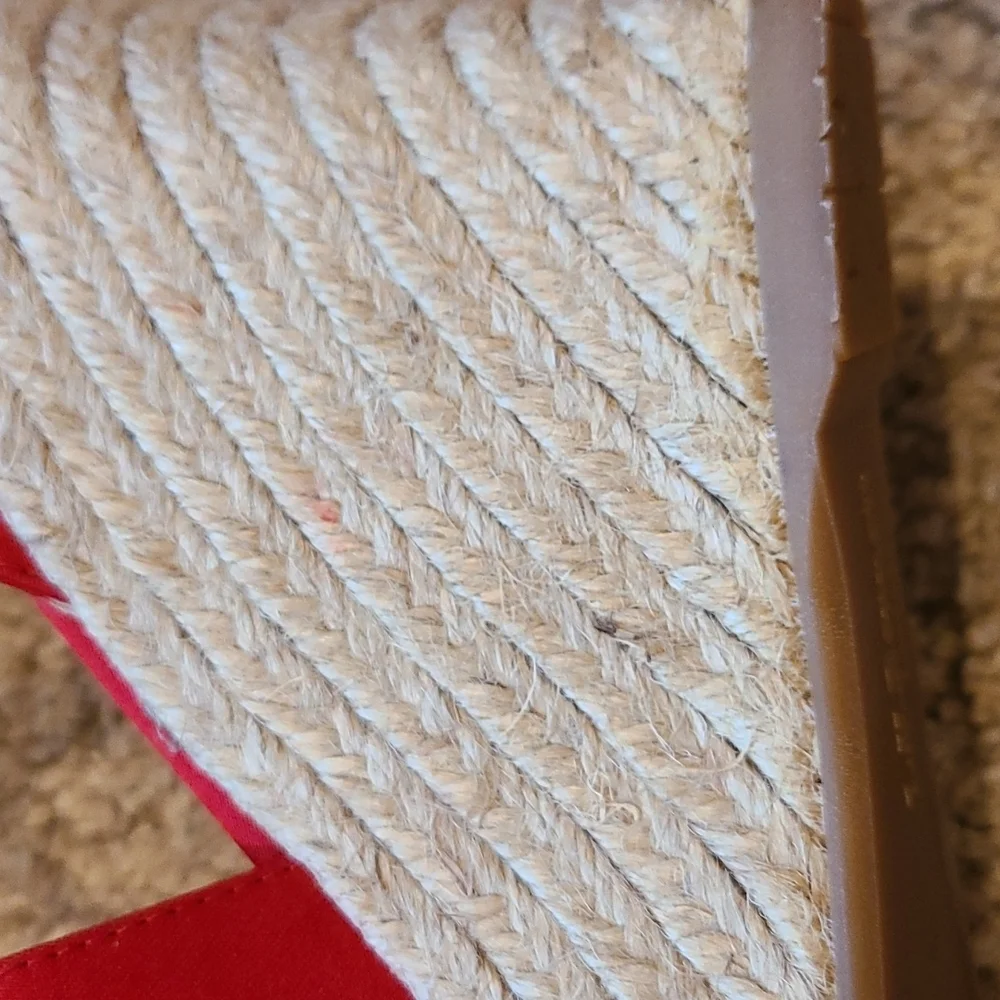 L.K. Bennett Angeline Red Satin Wedge Espadrilles - Picture 15 of 16